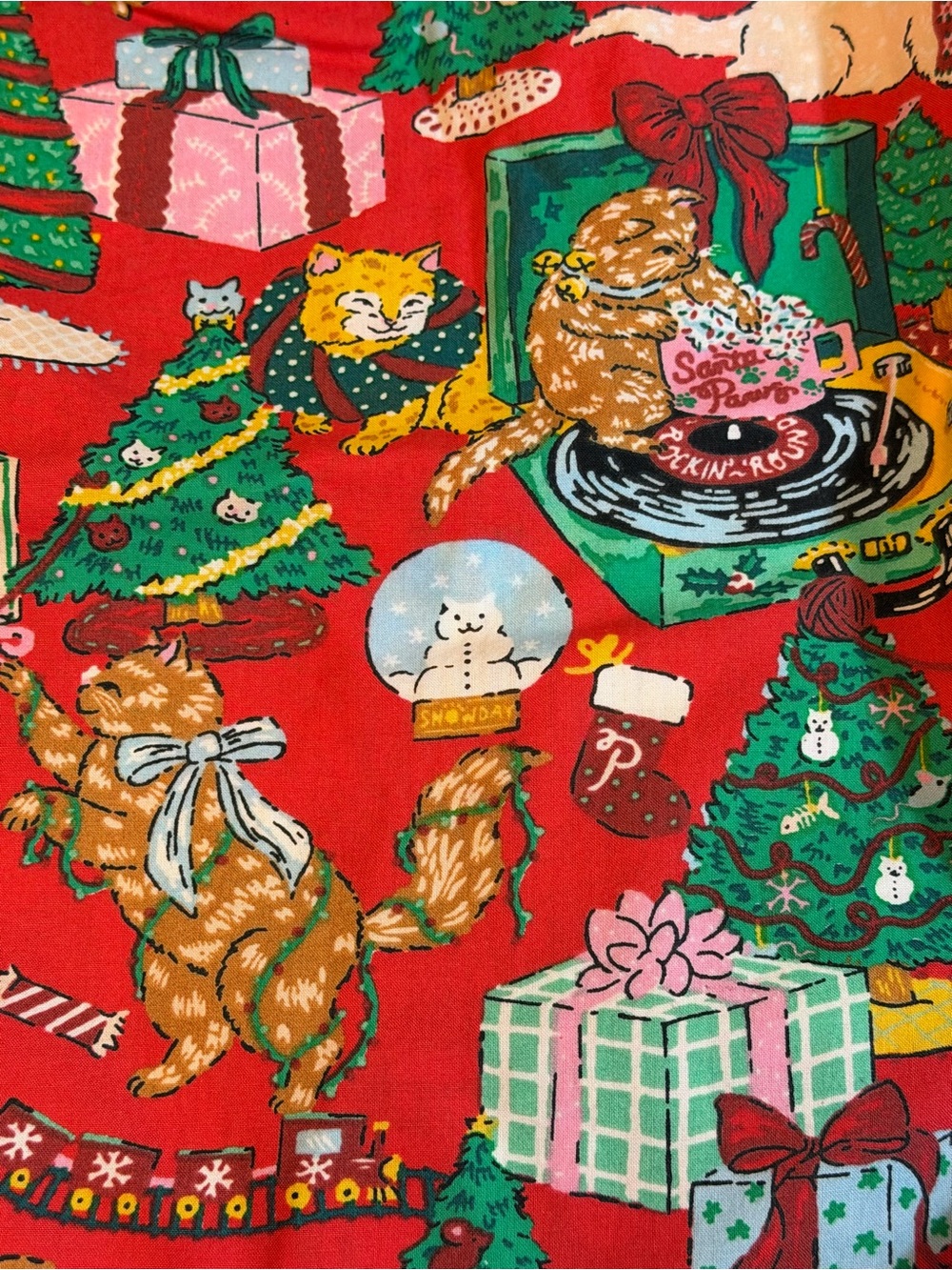 Printfresh Meowy Christmas Cotton Pajama Set NWT Long Sleeve Top & Short - Picture 5 of 7
